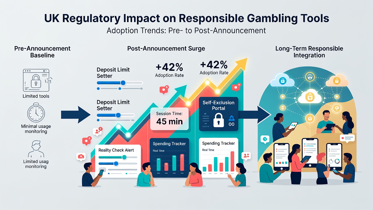 Chart displaying monthly growth in responsible gambling feature usage from January to October 2026 on regulated UK sites