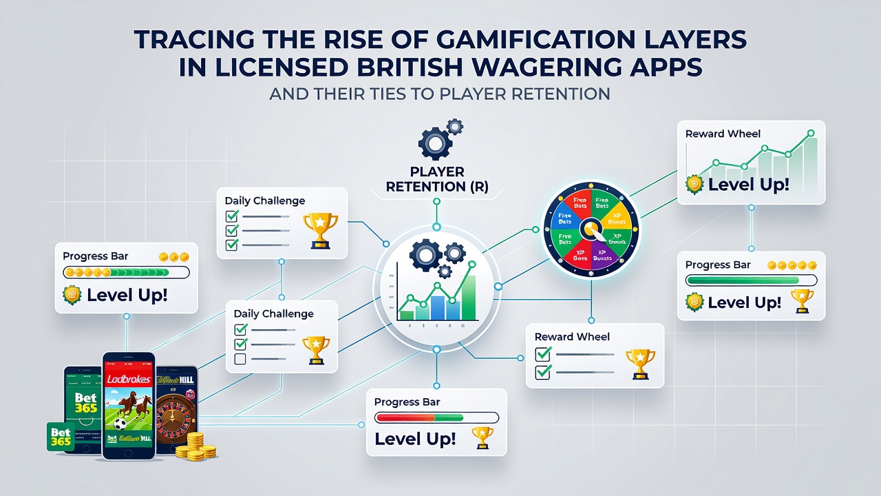 Analytics dashboard illustrating player retention curves linked to gamification milestones in wagering apps